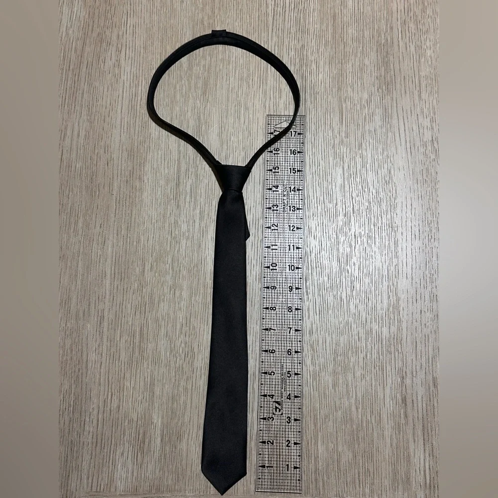 Black N Bianco Slim Black Neck Tie - Classic Solid (2” wide)